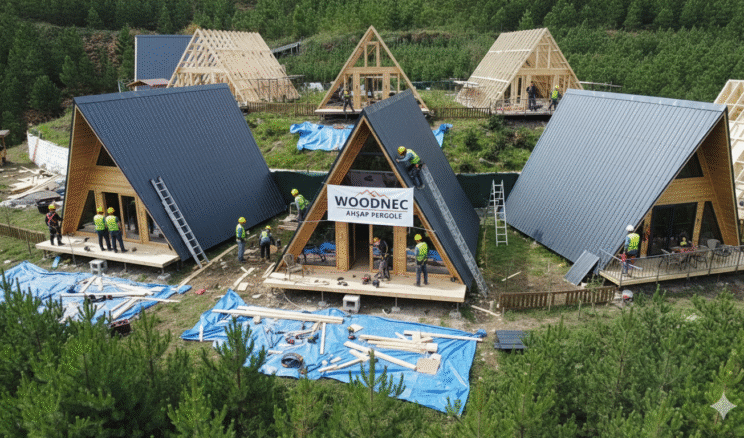 Ayvalık – Burhaniye – Edremit Bungalov Ahşap Ev, Ahşap ve Kompozit Deck, Pergole